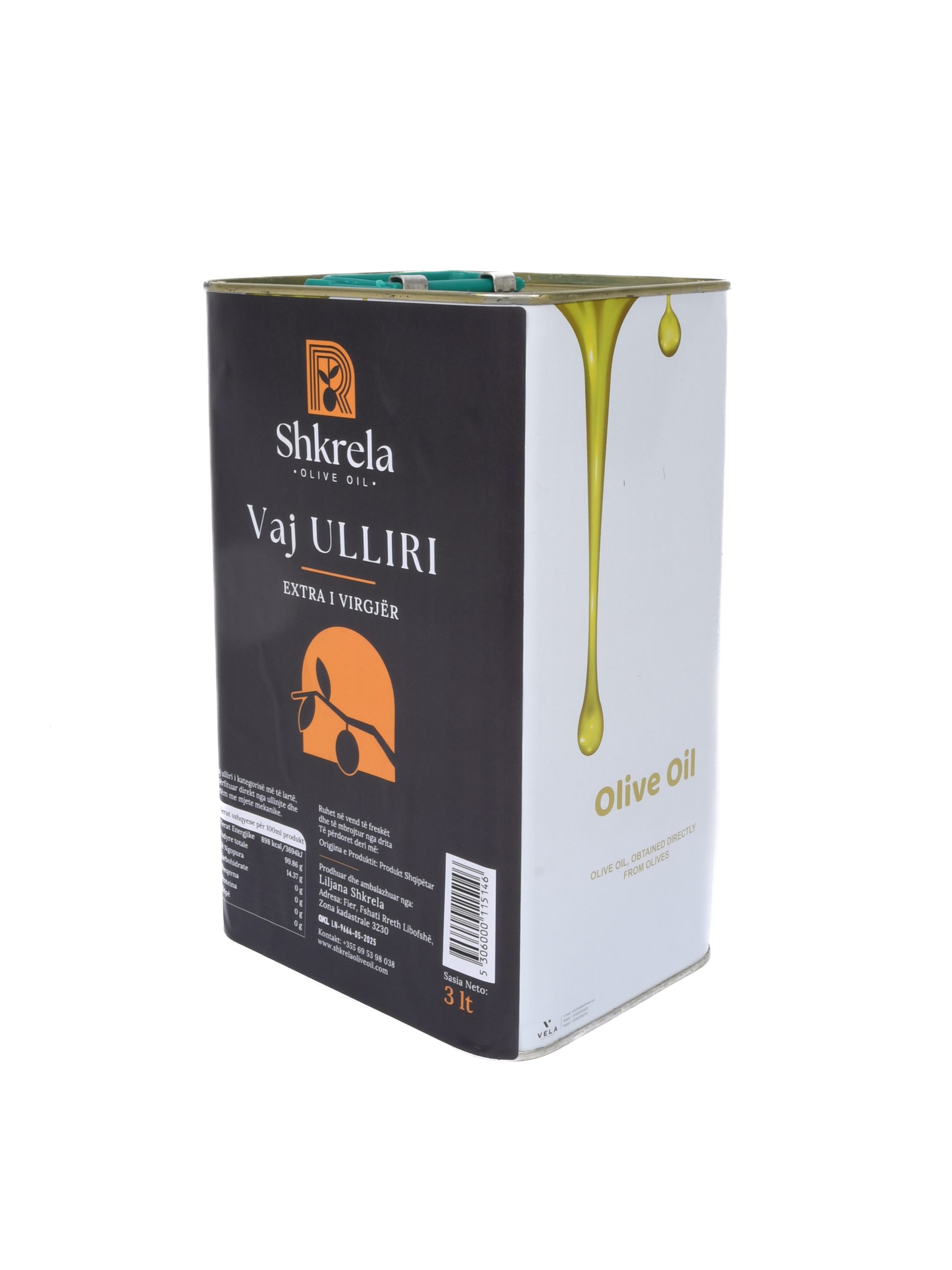 Enjoy the rich taste of Shkrela Extra Virgin Olive Oil 3L, made from handpicked Albanian olives. Cold-pressed, organic, and perfect for cooking, salads, or family meals.